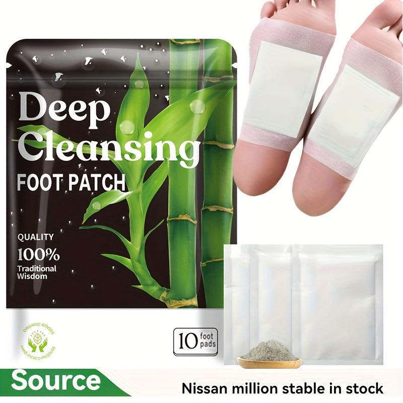 30pcs Natural Bamboo Deep Cleansing Foot Patch, Adhesive Foot Pads with Ginger Powder for Foot Care After Bath When Sleep Warm and Relax